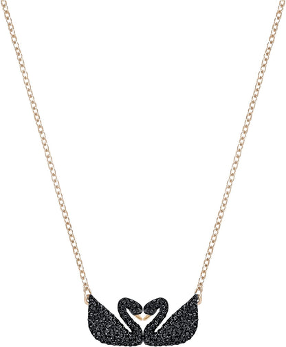 Swarovski Iconic Swan Jewelry Collection, Rose Gold Tone Finish, Black Crystals Apparel & Accessories > Jewelry > Earrings SWAROVSKI Double Swan Necklace  