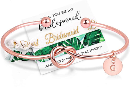MOOKOO Personalised Bridesmaid Bracelet Gift Will You Be My Bridesmaid Proposal Gift Adjustment Bachelorette Bangle Apparel & Accessories > Jewelry > Bracelets MOOKOO Rose gold g 