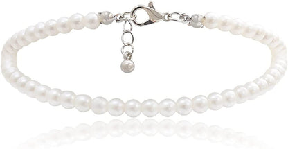 COLORFUL BLING 1Pc Pearl Handmade Anklet Simple Imitation Pearls Hand Woven Boho Foot Jewelry Anklet Bracelet Summer Beach for Women Girls Apparel & Accessories > Jewelry > Anklets COLORFUL BLING Pearl  