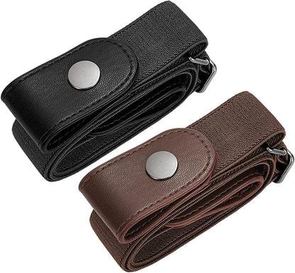 No Buckle Elastic Stretch Belts for Men and Women, Comfortable Invisible Belts for Jeans Pants Apparel & Accessories > Clothing Accessories > Belts SUOSDEY H-black+coffee(gun Button) L--XXL:Waist size 34''-48'' 