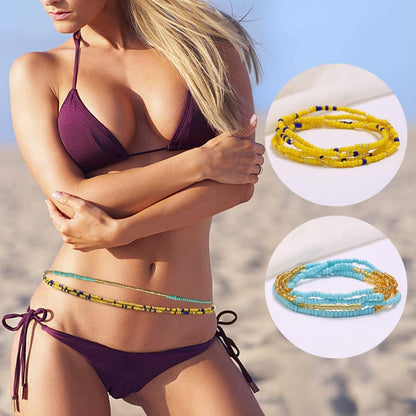 Shaggydogz 18 Pieces Waist Beads Body Chains, Colorful African Belly Waist Bracelet Anklet Necklace Bead Stretchy Elastic String Summer Beach Bikini Jewelry for Women Girls Sexy Beauty Fashion Apparel & Accessories > Jewelry > Body Jewelry ShaggyDogz   