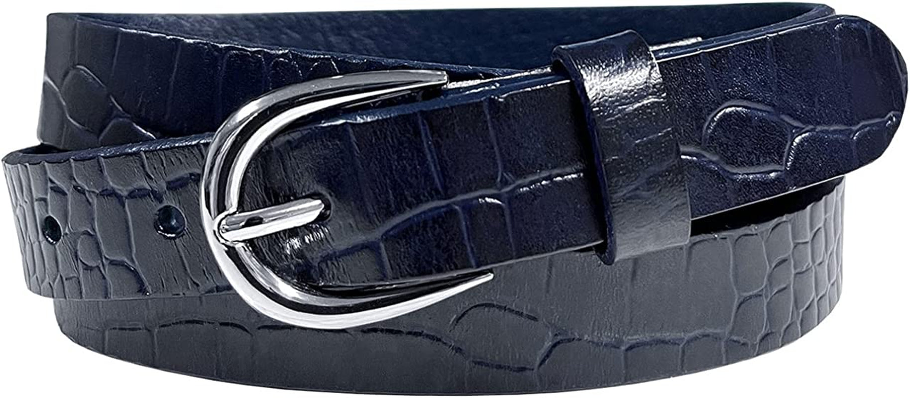 Women'S Dress Belt Casual Fashion Waist Skinny Belt 1"(25Mm) Wide, Multi-Style Options Apparel & Accessories > Clothing Accessories > Belts Belts.com Style 1 - Premium Leather Alligator Navy 32 