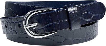 Women'S Dress Belt Casual Fashion Waist Skinny Belt 1"(25Mm) Wide, Multi-Style Options Apparel & Accessories > Clothing Accessories > Belts Belts.com Style 1 - Premium Leather Alligator Navy 32 