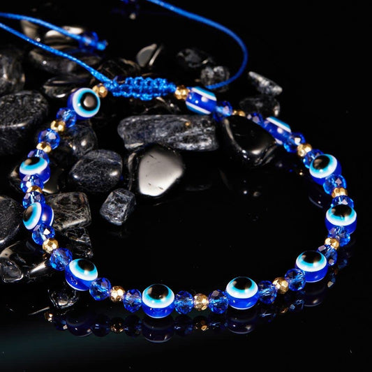 Evil Eye Beaded Bracelet Lucky Braid Rope Adjustable String Amulet Bracelet Retro Crystal Bead Friends Bracelet Jewelry for Women Men(Dark Blue) Apparel & Accessories > Jewelry > Bracelets Generic Dark Blue,Green,Purple  