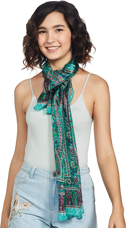 Stylore 100% Silk Scarf Long Lightweight Sunscreen Shawl Wrap Scarves Apparel & Accessories > Clothing Accessories > Scarves & Shawls Stylore Ps Green  