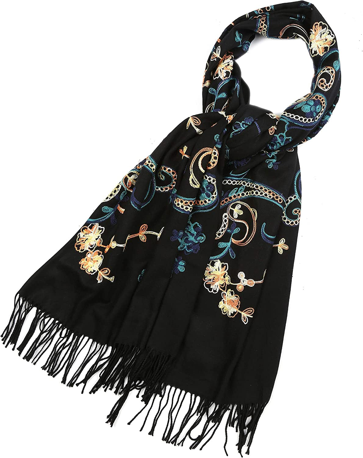 Sakkas Ginata Women'S Large Casual Super Soft Embroidery Scarf Shawl Wrap Stole Apparel & Accessories > Clothing Accessories > Scarves & Shawls Sakkas   