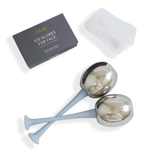 Velvette Ice Globes for Face. Unbreakable Stainless Steel Metal Cryo Sticks for Face Massage. Cooling Ice Roller Massager Face Massage Tools for Depuffing Eyes. (2) Ice Facial Wands with Storage Case Health & Beauty > Personal Care > Cosmetics > Cosmetic Tools > Skin Care Tools Velvette   