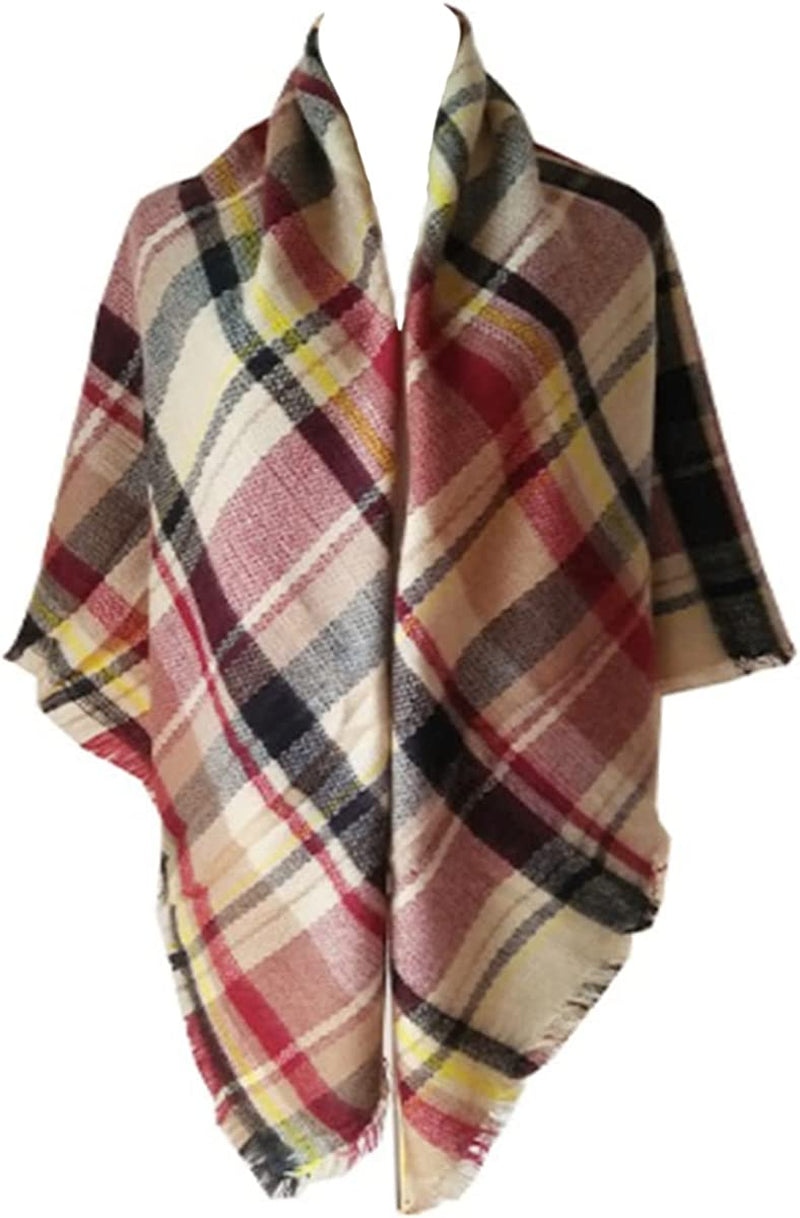 Neal LINK Women'S Plaid Scarf Blanket Wrap Warm Tartan Checked Shawl Tartan Scarves Pashmina Cape Apparel & Accessories > Clothing Accessories > Scarves & Shawls Neal LINK Pink Grey  