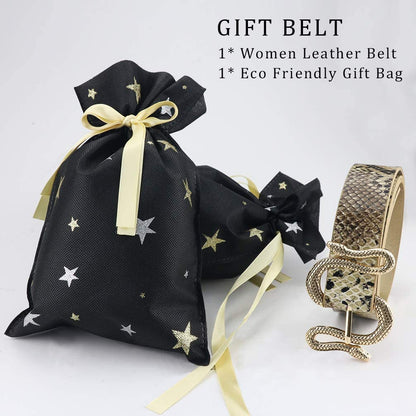 Belts for Women,Women Fashion Leather Belt for Dress with Snake Belt Buckle Apparel & Accessories > Clothing Accessories > Belts taffeta alley   