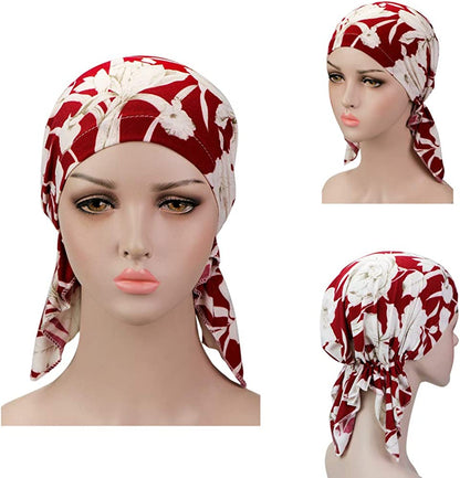 Pre Tied Chemo Head Scarf 3 Packed Beanie Skull Cover Cap for Women (Set6-Long Style) Apparel & Accessories > Clothing Accessories > Bandanas & Headties Qovelly   