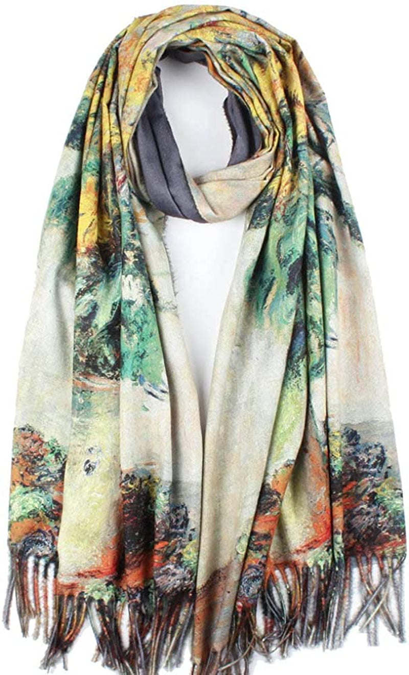 Soft Cashmere Feel Scarf for Women Elegant Art Print Winter Warm Scarves Large Shawl Wrap Monet Klimt Van Gogh Gifts Apparel & Accessories > Clothing Accessories > Scarves & Shawls Umjetnost C39  