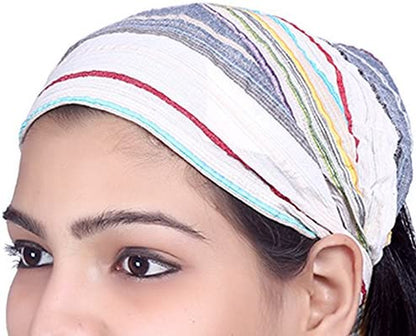 Sarjana Handicrafts Lot 10 Pieces Womens Mens Cotton Headband Striped Hairband Bandana Apparel & Accessories > Clothing Accessories > Bandanas & Headties SARJANA HANDICRAFTS   