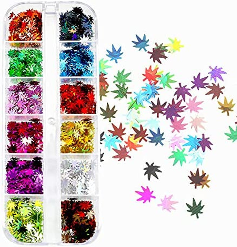 Valentine'S Day 3D Heart Nail Art Glitters Stickers Colorful Love Hearts Nail Sequins Holographic Laser Sparkle Nail Flakes Shiny Charms Design for Acrylic Nail Supplies Nail Decors Tools 12 Colors Health & Beauty > Personal Care > Cosmetics > Cosmetic Tools > Nail Tools CAVAD maple leaf 12grids  