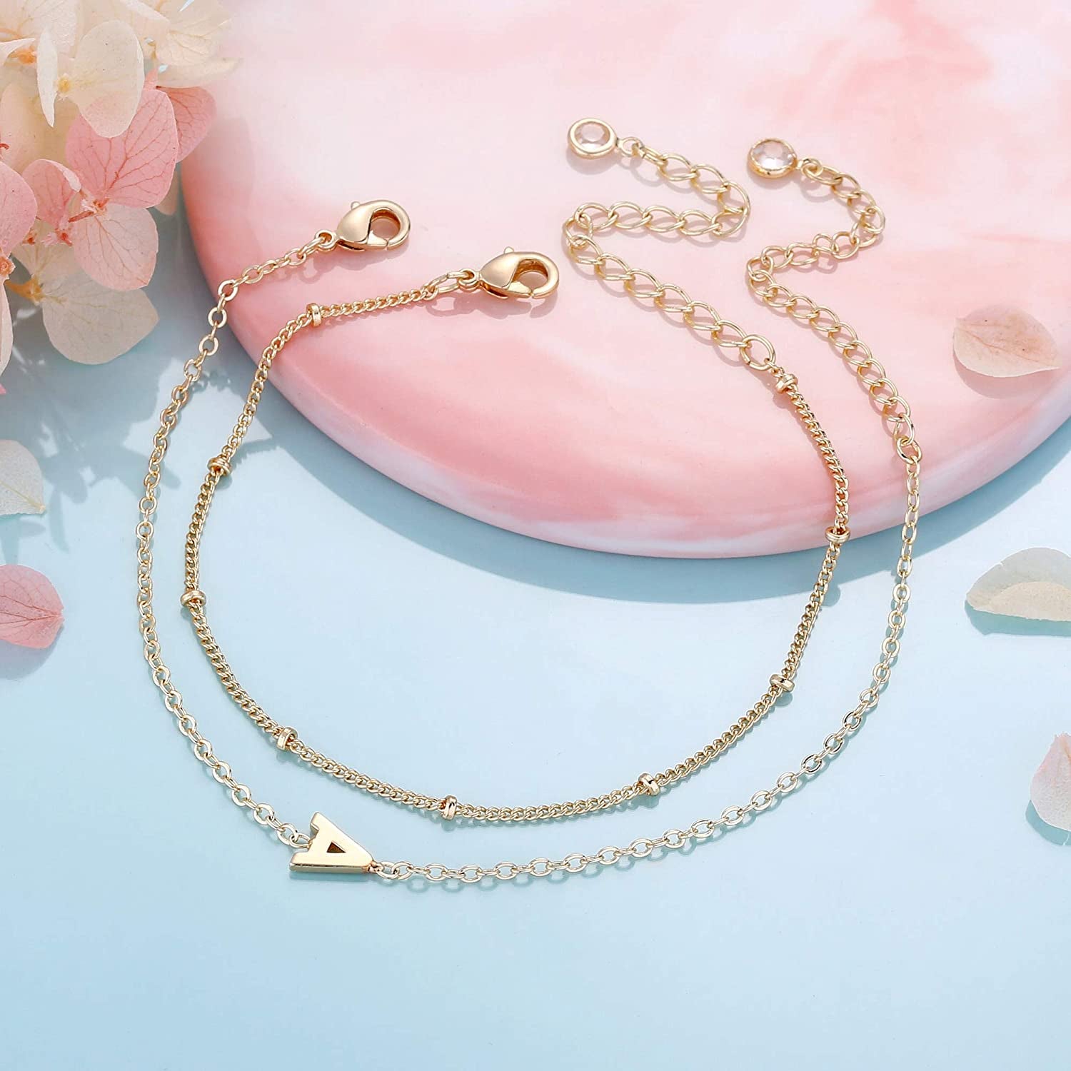 Dainty Gold Initial Bracelets for Women, 14K Gold Plated Dainty Personalized Gold Bracelets Initial Bracelets for Women Teen Girls Jewelry Chain Bracelets for Kids Toddler Little Girls Jewelry Gifts Apparel & Accessories > Jewelry > Bracelets M MOOHAM   