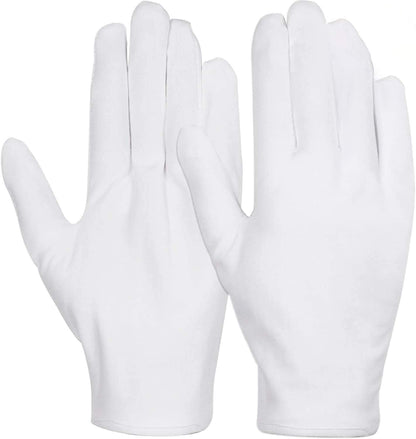 White Cotton Gloves, Anezus 6 Pairs Cotton Gloves Large Cloth Gloves for Women Dry Hands Eczema Moisturizing Serving Archival Cleaning Coin Jewelry Silver Costume Inspection Apparel & Accessories > Clothing Accessories > Gloves & Mittens anezus   