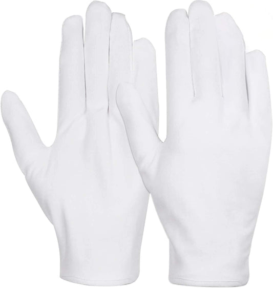 White Cotton Gloves, Anezus 6 Pairs Cotton Gloves Large Cloth Gloves for Women Dry Hands Eczema Moisturizing Serving Archival Cleaning Coin Jewelry Silver Costume Inspection Apparel & Accessories > Clothing Accessories > Gloves & Mittens anezus   