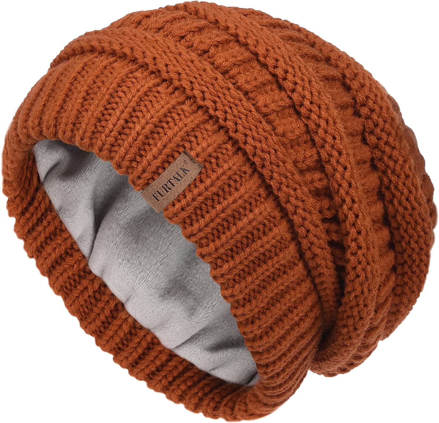 FURTALK Knit Beanie Hats for Women Men Fleece Lined Ski Skull Cap Slouchy Winter Hat Apparel & Accessories > Clothing Accessories > Hats KYLIE MAX Cramel  