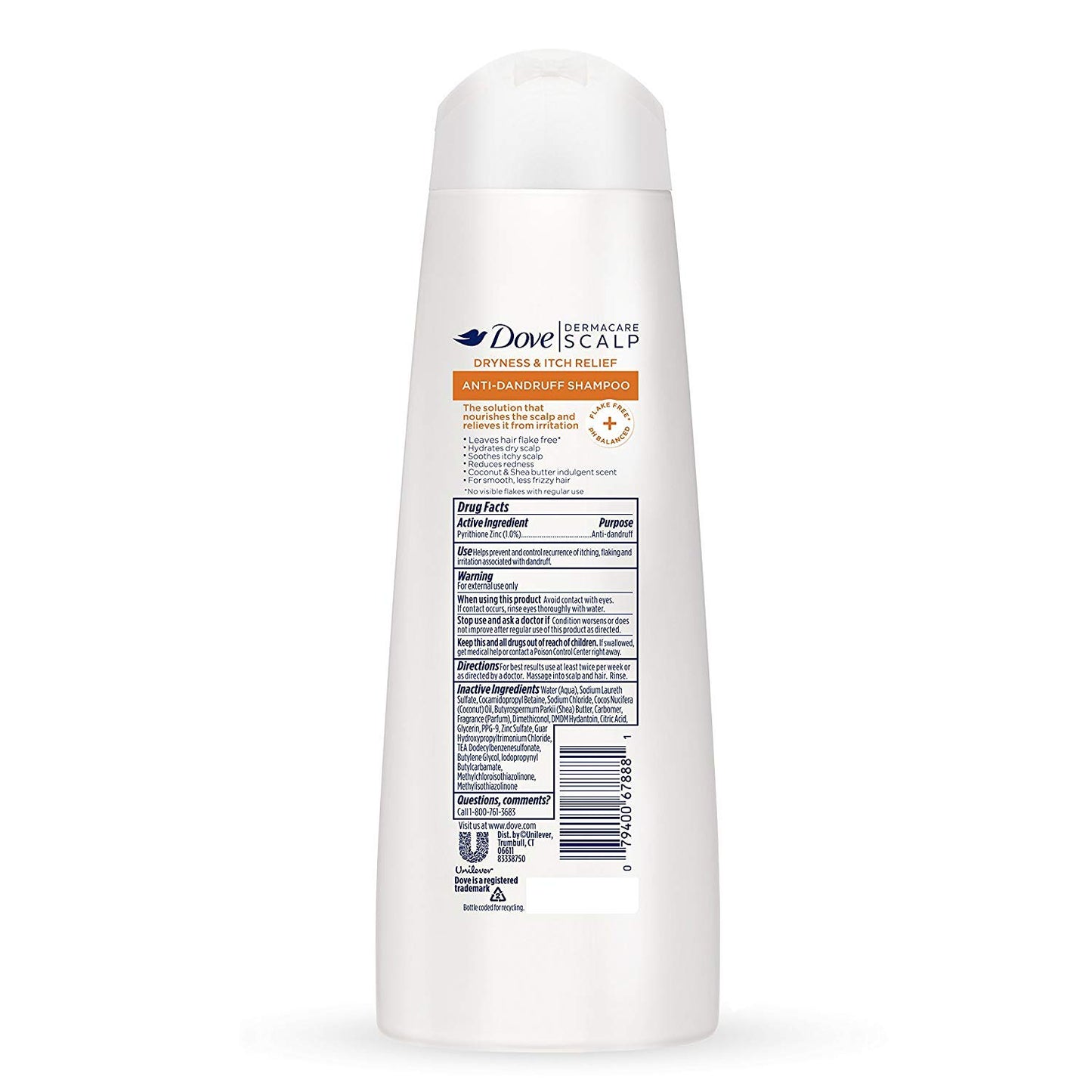 Dove Dermacare Scalp Haircare - Anti-Dandruff Shampoo - Dryness & Itch Relief - Net Wt. 12 FL OZ (355 Ml) per Bottle - Pack of 3 Bottles Health & Beauty > Personal Care > Hair Care Unilever HPC - USA   