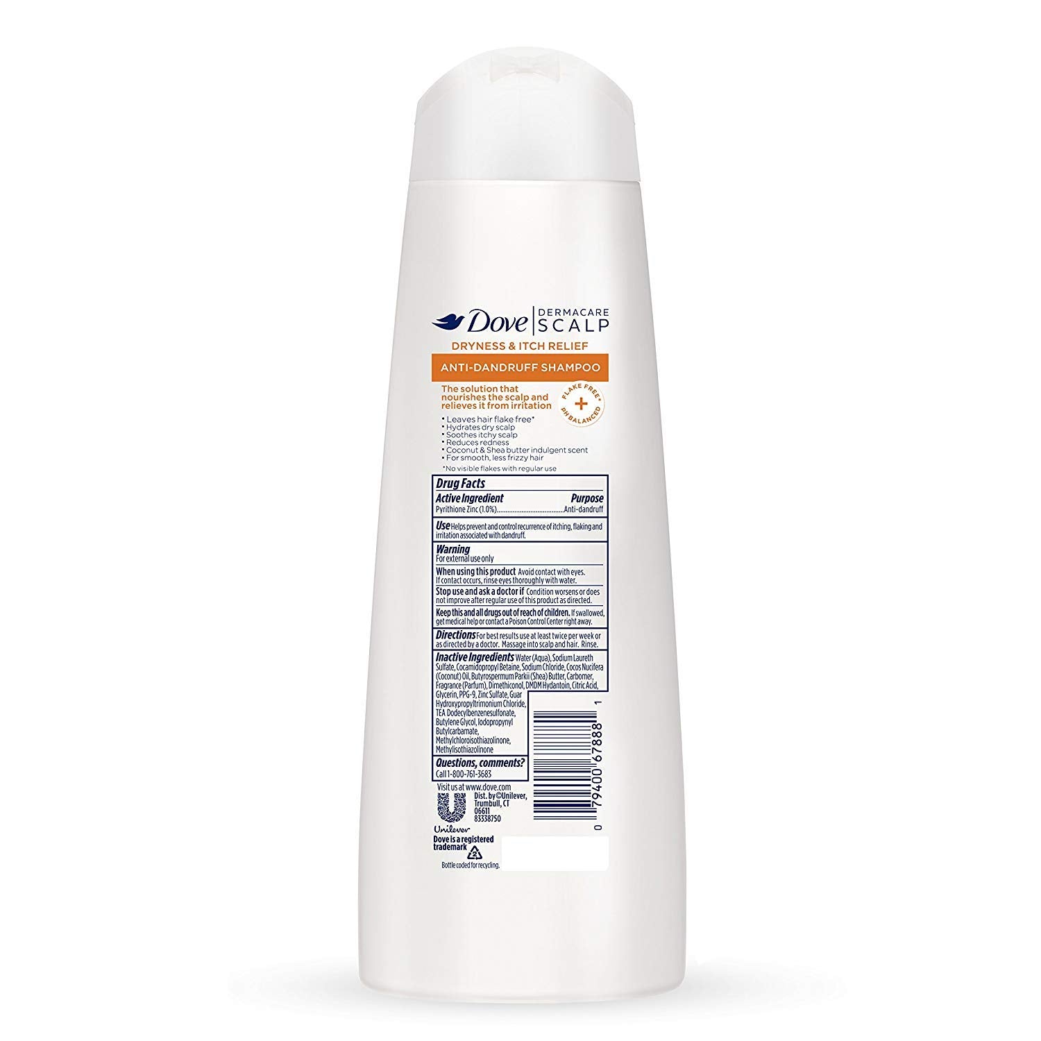 Dove Dermacare Scalp Haircare - Anti-Dandruff Shampoo - Dryness & Itch Relief - Net Wt. 12 FL OZ (355 Ml) per Bottle - Pack of 3 Bottles Health & Beauty > Personal Care > Hair Care Unilever HPC - USA   