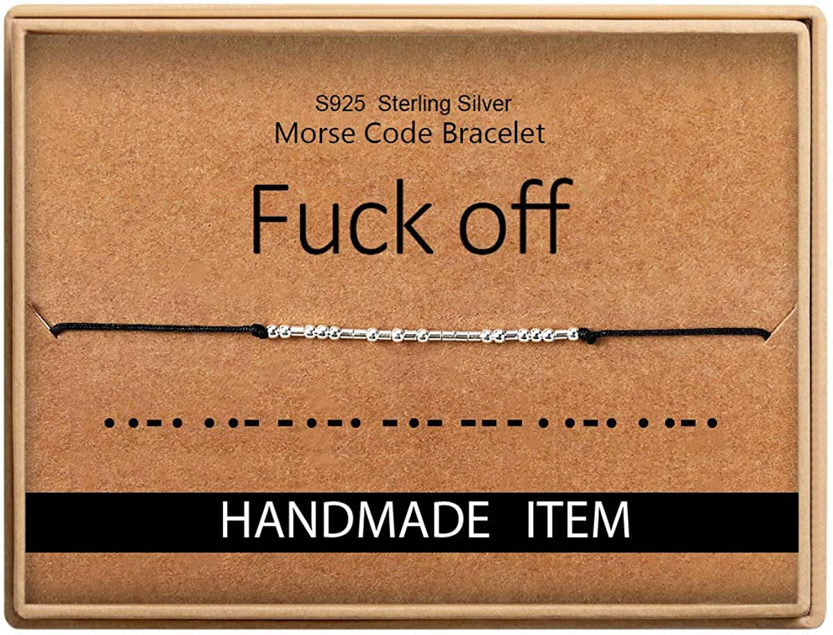 Inspirational Gifts for Women Morse Code Bracelets for Women Funny Bracelet for Friend Funny Christmas Gift for Women Apparel & Accessories > Jewelry > Bracelets Monily 01-F**k off  