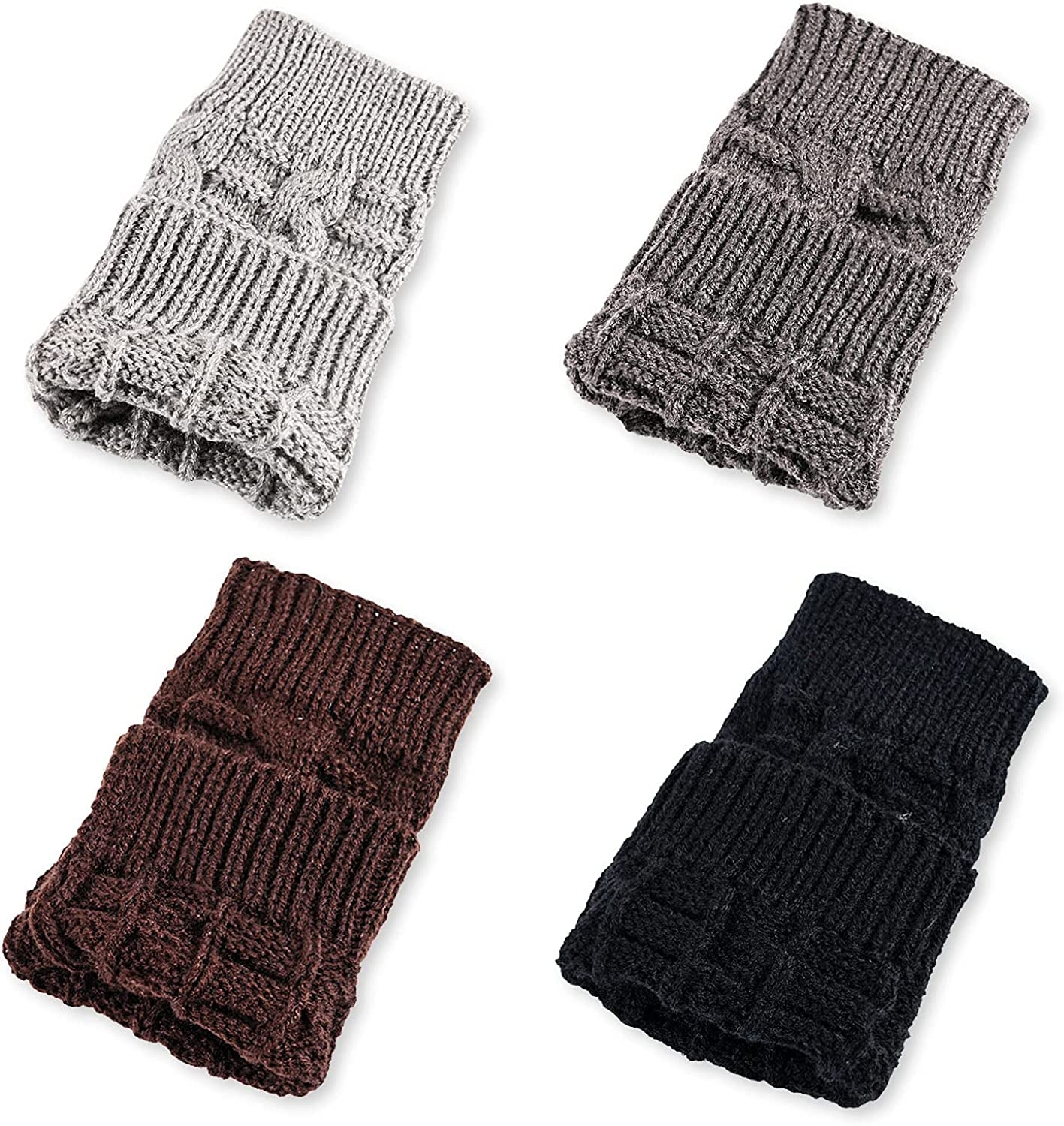 SOCKFUN Knit Fingerless Gloves for Women Hand Warmer Gloves, Thumbhole Warm Winter Fingerless Mittens for Women 4 Pairs Apparel & Accessories > Clothing Accessories > Gloves & Mittens sockfun   