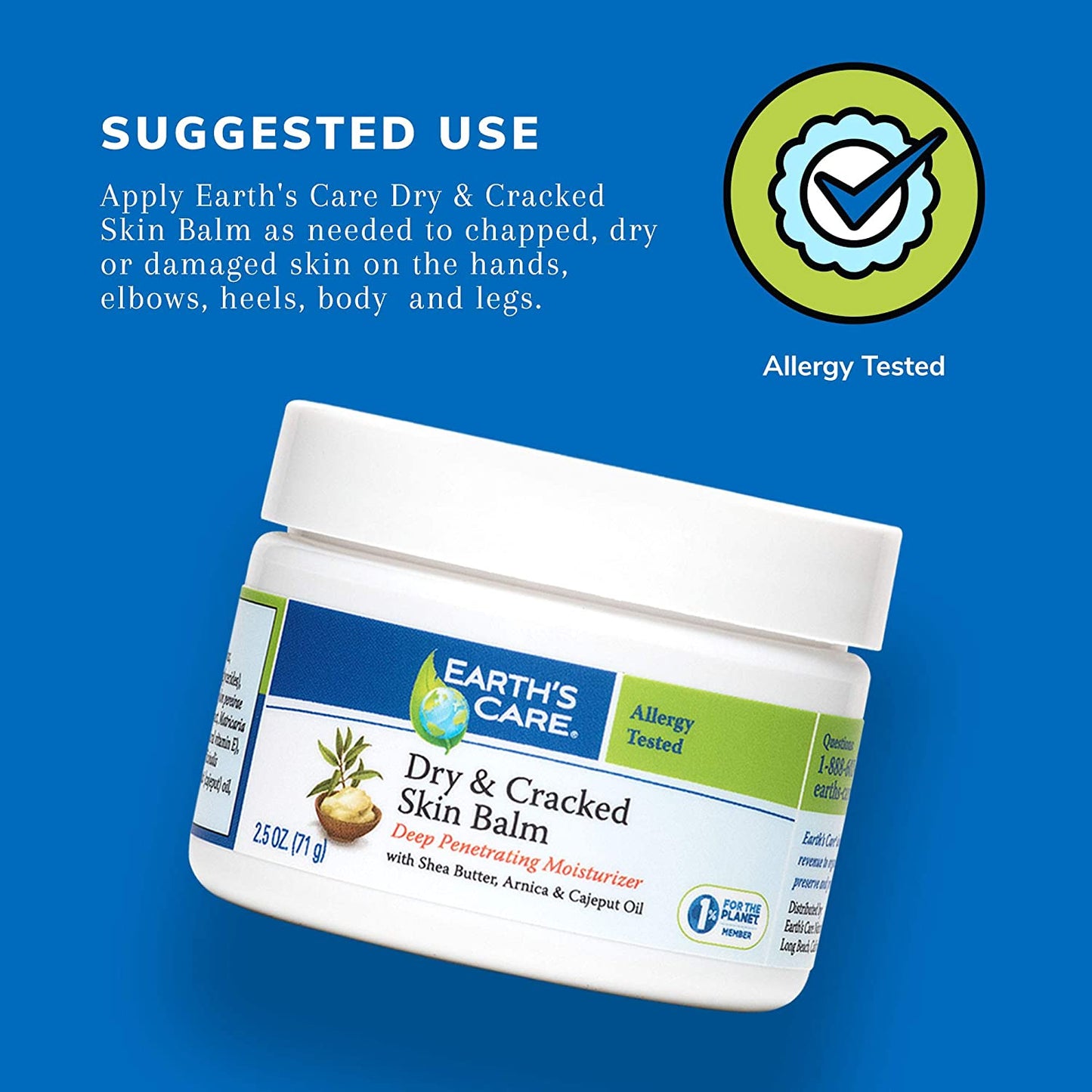 Earth'S Care Dry and Cracked Skin Balm Moisturizer for Dry Skin - Cracked Hands Repair Cream - Foot Cream for Dry Heels 2.5 OZ (2 Jars) Health & Beauty > Personal Care > Foot Care Earth's Care   