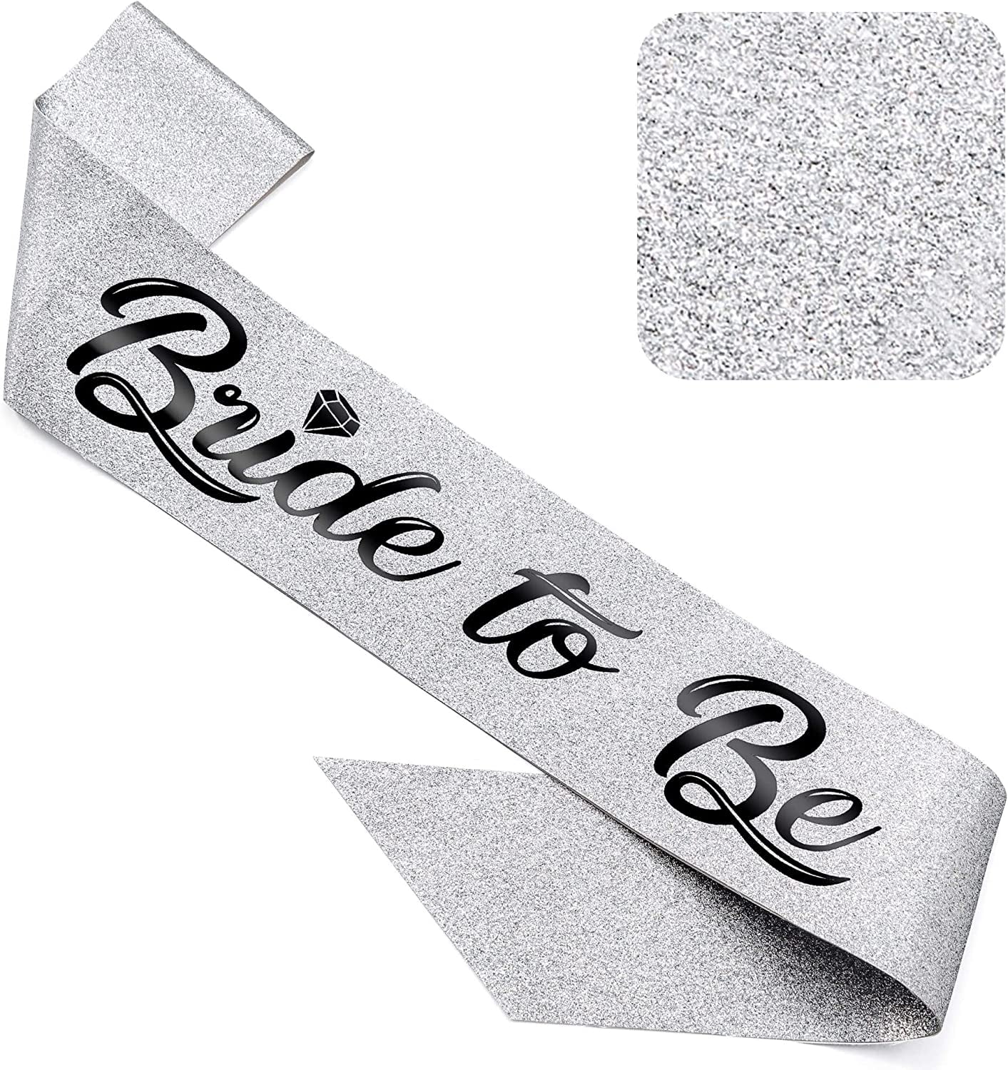 CORRURE 'Bride to Be' Sash for Bachelorette Party - Bridal Shower Rose Gold Glitter Sash with Multicolor Foil Lettering - Hen Party Decorations Supplies Accessories, Wedding Engagement Party Favors Apparel & Accessories > Clothing Accessories > Sashes CORRURE Silver - Black  