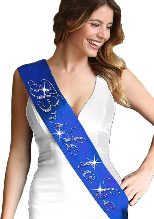Blue Flirty Bride to Be Sash - Premium BRIDAL GRADE SATIN & Real CRYSTAL Rhinestone Bride to Be Satin Sash - Bachelorette Accessory Bride Gift - Classic Royal Blue Sash(Flrty B2B) Apparel & Accessories > Clothing Accessories > Sashes RhinestoneSash A: Classic Blue (Bride to Be) One Size Fits Most 