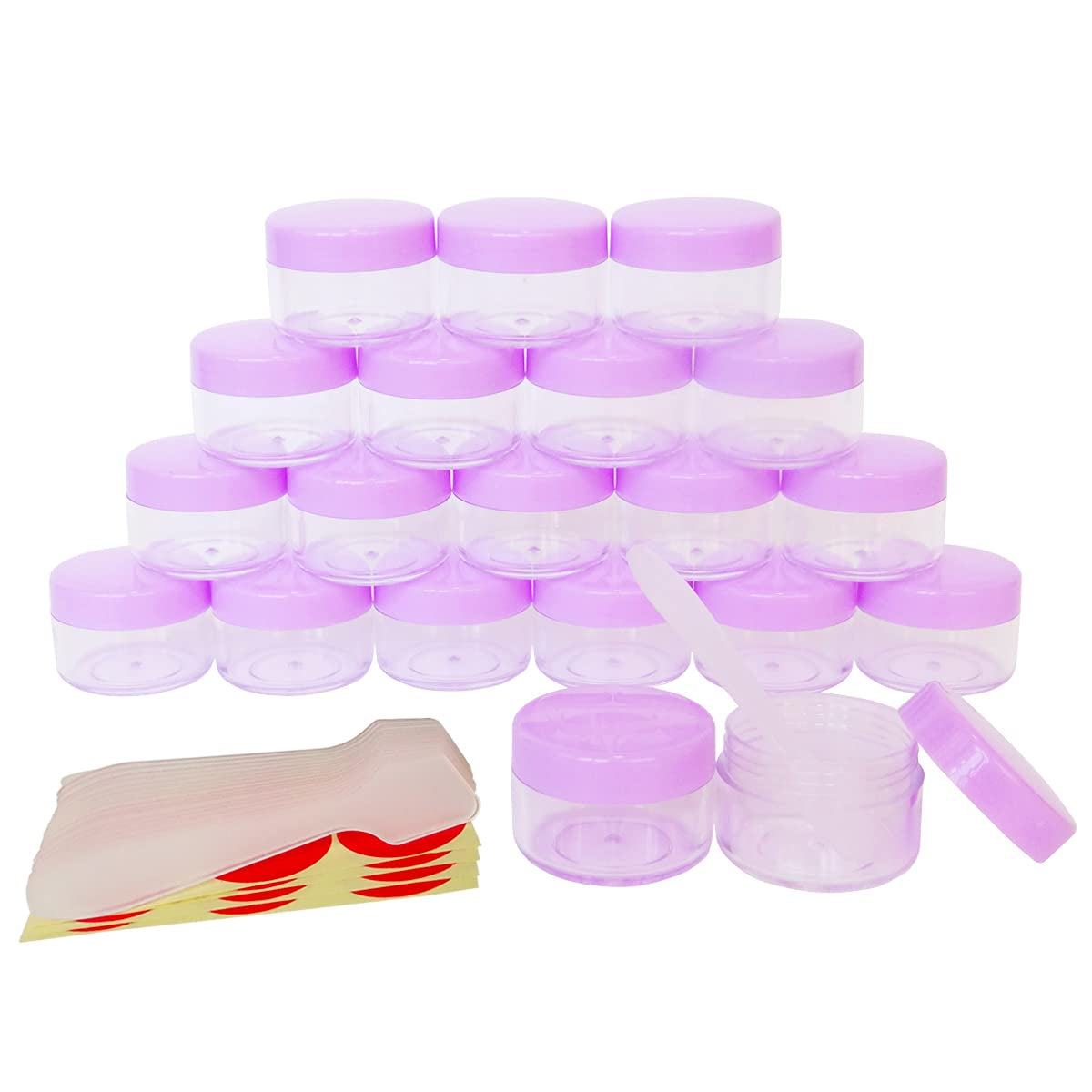 Greatforu 50Pcs Cosmetic Spatula for Face Cream Stick Plastic Frosted Tip Spoon Disposable Makeup Tool for Easy Mixing, Sampling, Waxing DIY Beauty Tools, 3.2'' X 0.6'', Clear, Pink, Purple Health & Beauty > Personal Care > Cosmetics > Cosmetic Tools > Skin Care Tools GreatforU 20pcs 15ml Purple  