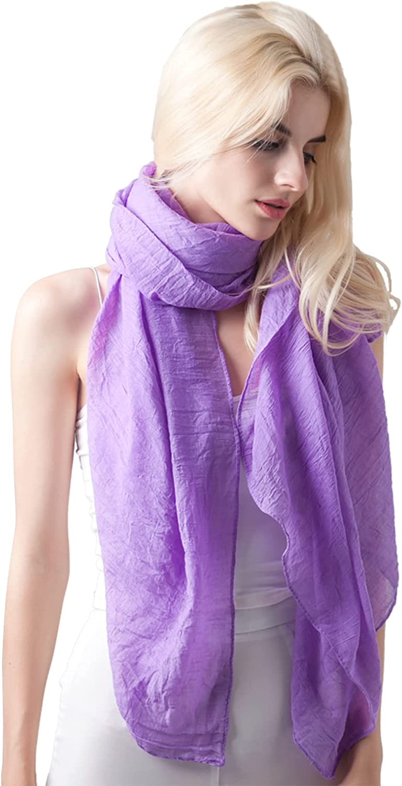Missshorthair Womens Solid Color Scarfs Long Lightweight Scarf for Women Large Sheer Wrap Shawl Apparel & Accessories > Clothing Accessories > Scarves & Shawls MissShorthair 11 Lilac  