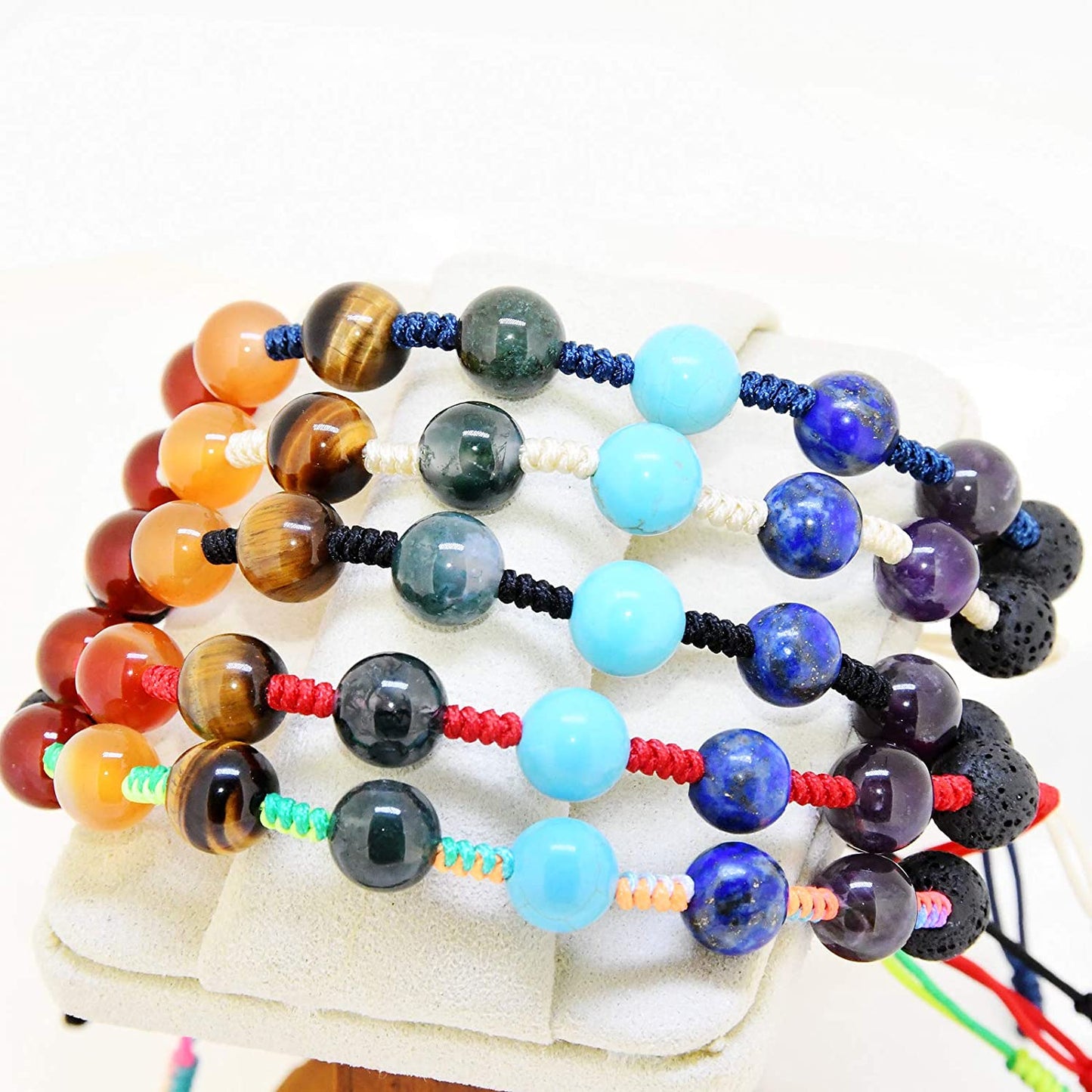 LEIAHIN 7 Chakra Bracelets for Women 8Mm Lava Rock Essential Oil Diffuser Adjustable Natural Stone Healing Anxiety Bracelet Gemstone Beaded Bangle for Men Women Apparel & Accessories > Jewelry > Bracelets LEIAHIN   