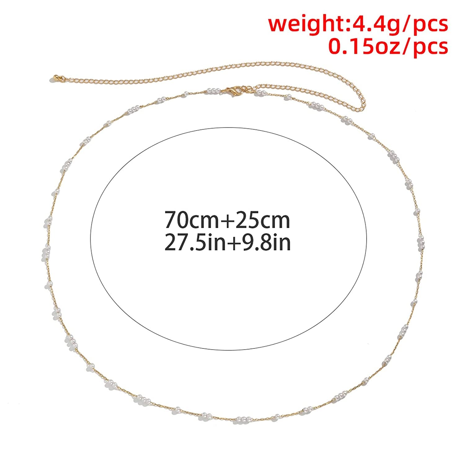 Simple Belly Chain Gold Pearl Waist Chains Summer Beach Sexy Body Jewelry Chain for Women and Girls Apparel & Accessories > Jewelry > Body Jewelry Rotaiboes   