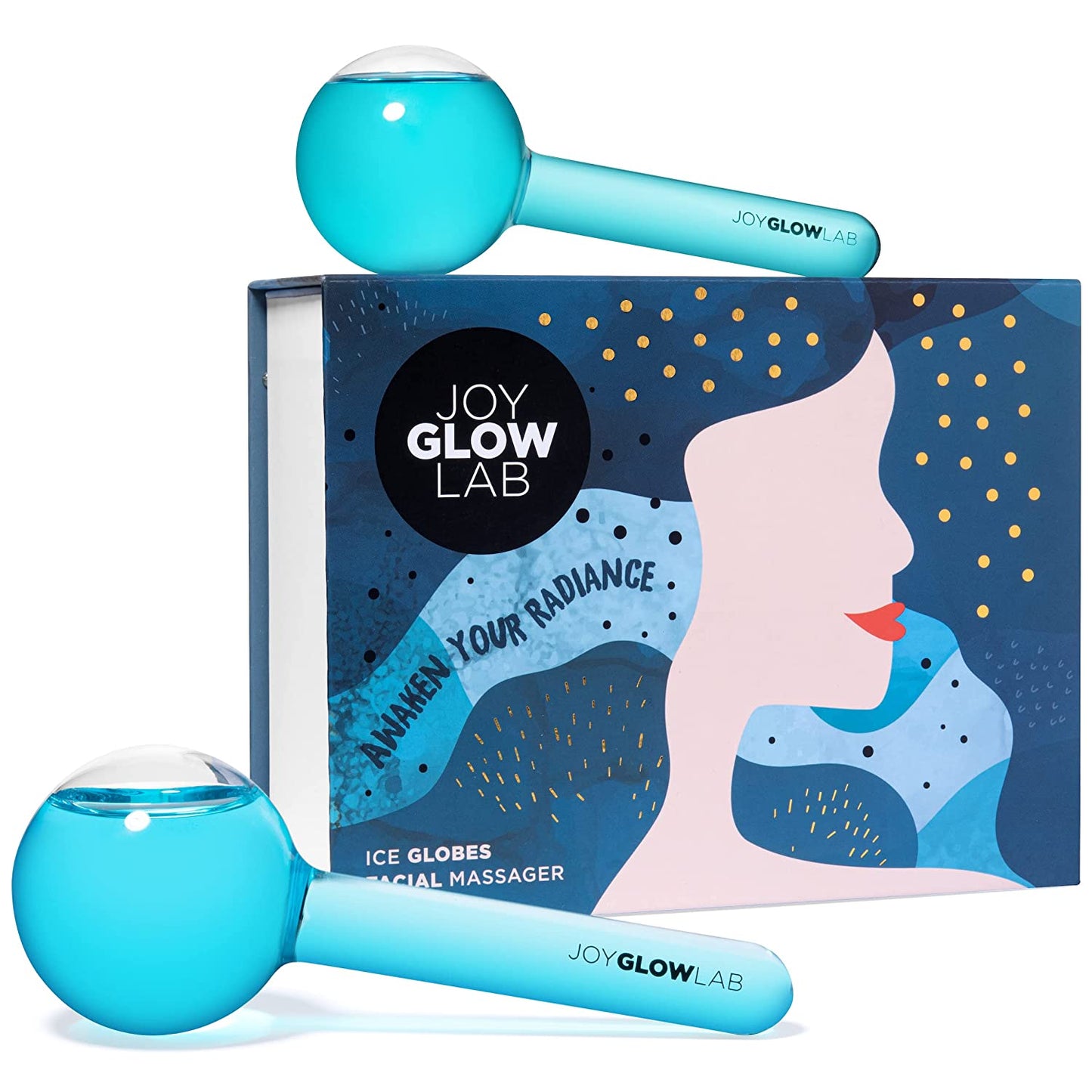 Facial Ice Globes - Massaging Ice Globes for Face with Removable Rubber Grips - Excellent Tool to Reduce Puffiness, Redness, Dark Circles, Tighten Skin, Smooth Wrinkles & Boost Circulation - 2 Pack Health & Beauty > Personal Care > Cosmetics > Cosmetic Tools > Skin Care Tools Joy Glow Lab   