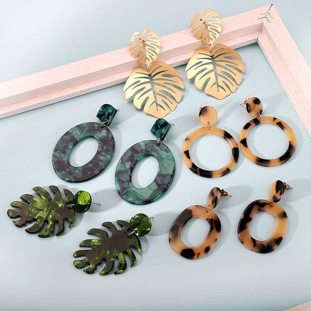 FIFATA 18 Pairs Statement Rattan Earrings for Women Girls Fun Acrylic Hoop Drop Dangle Earrings Fashion Resin Jewelry Set Hypoallergenic for Sensitive Ears Apparel & Accessories > Jewelry > Earrings FIFATA   