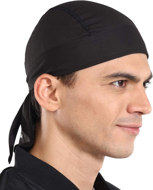 Cooling Helmet Liner - Do Rag Skull Cap for Men - Head Scarf, Bandana, Head Wrap, Beanie for Motorcycle, Cycling, Sports Apparel & Accessories > Clothing Accessories > Headwear Tough Headwear Black  