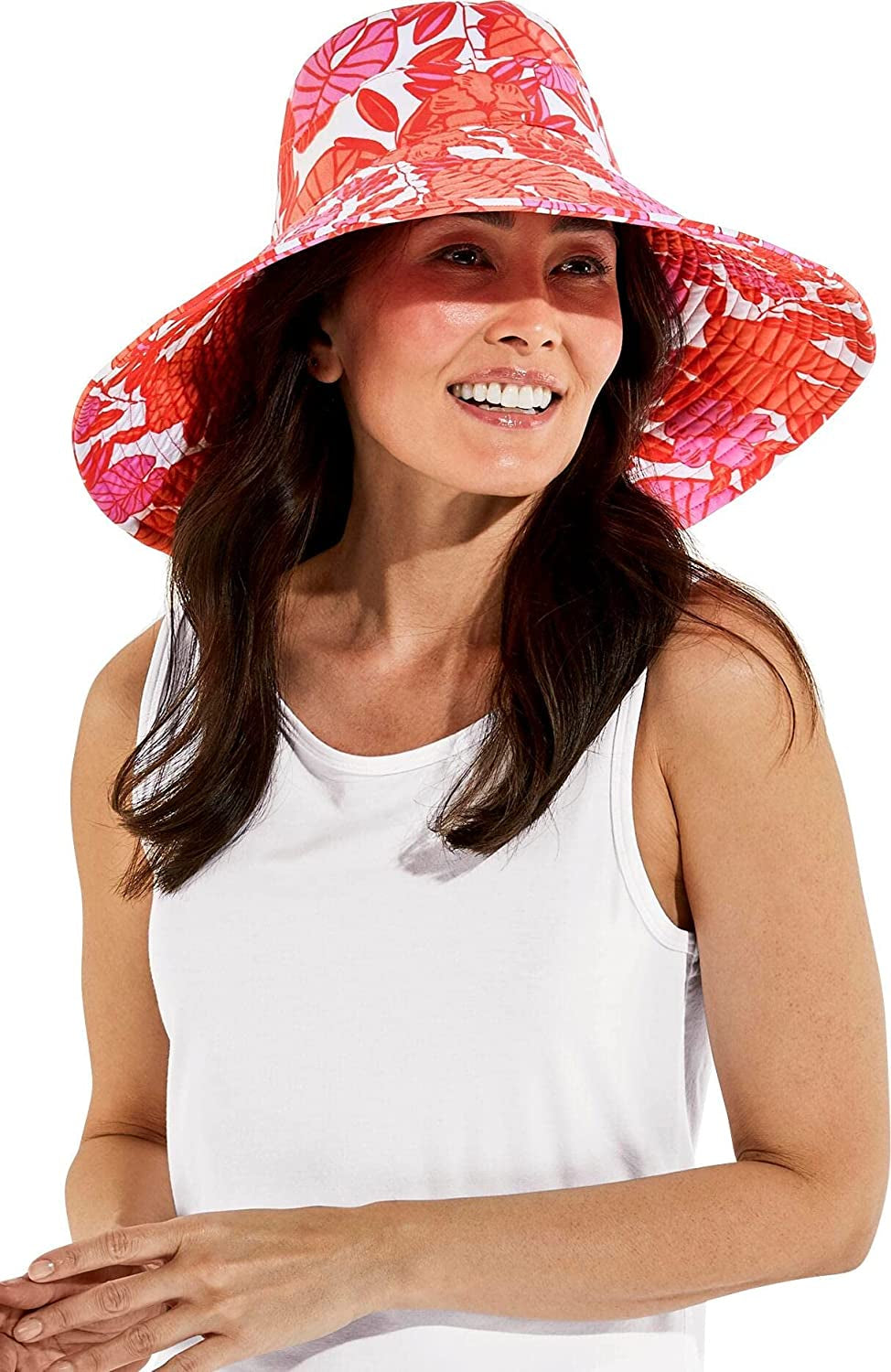 Coolibar UPF 50+ Women'S Brittany Beach Hat - Sun Protective Apparel & Accessories > Clothing Accessories > Hats Coolibar Radiant Coral Casia Palm One Size 