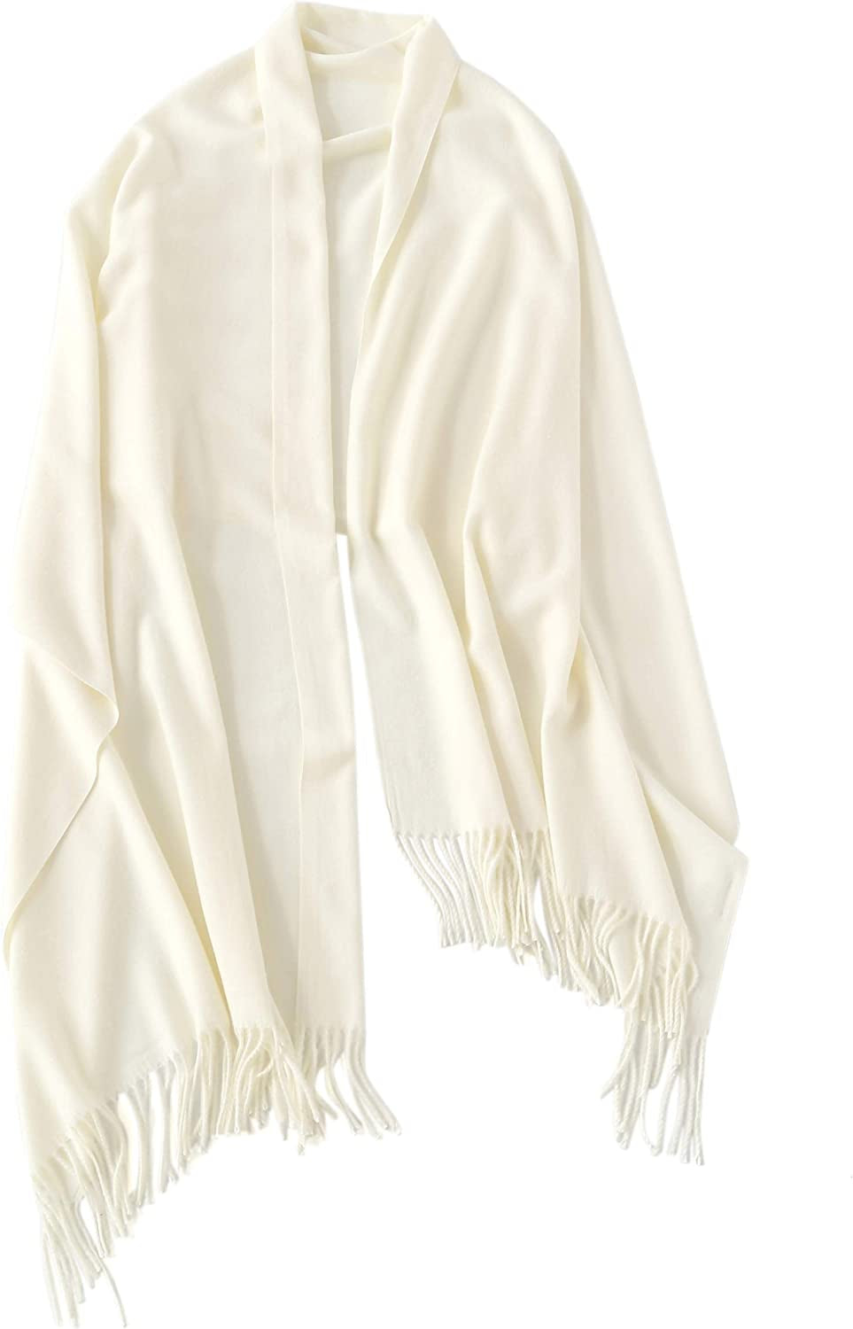 Jeelow Winter Pashmina Blanket Scarfs Shawls Wraps Open Front Poncho Cape for Women Wedding Evening Dresses Apparel & Accessories > Clothing Accessories > Scarves & Shawls Jeelow White 2  