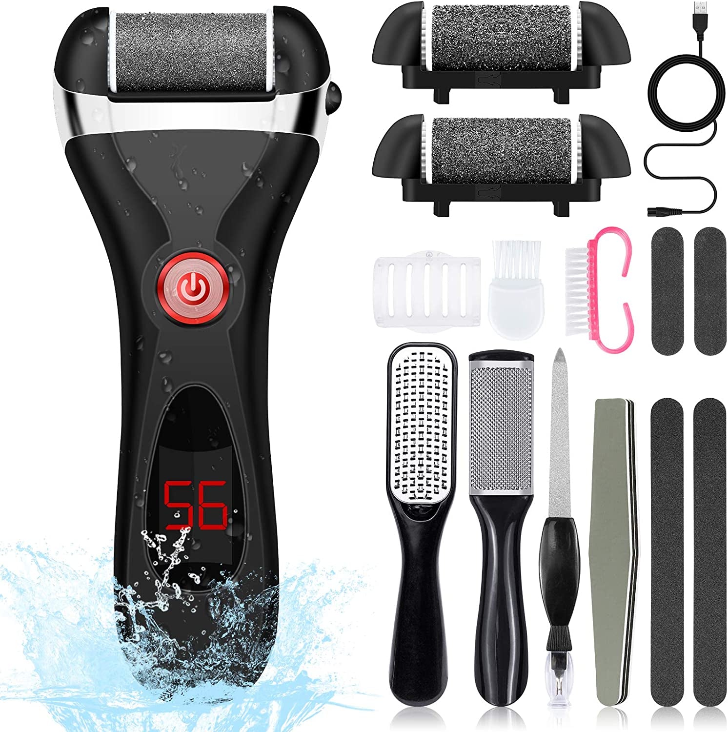 Electric Callus Remover for Feet Rechargeable, 15 in 1 Pedicure Tools Kit Foot Scrubber Dead Skin Remover Foot Files Scraper for Foot Spa Women and Men Feet Care Health & Beauty > Personal Care > Foot Care EAONE   