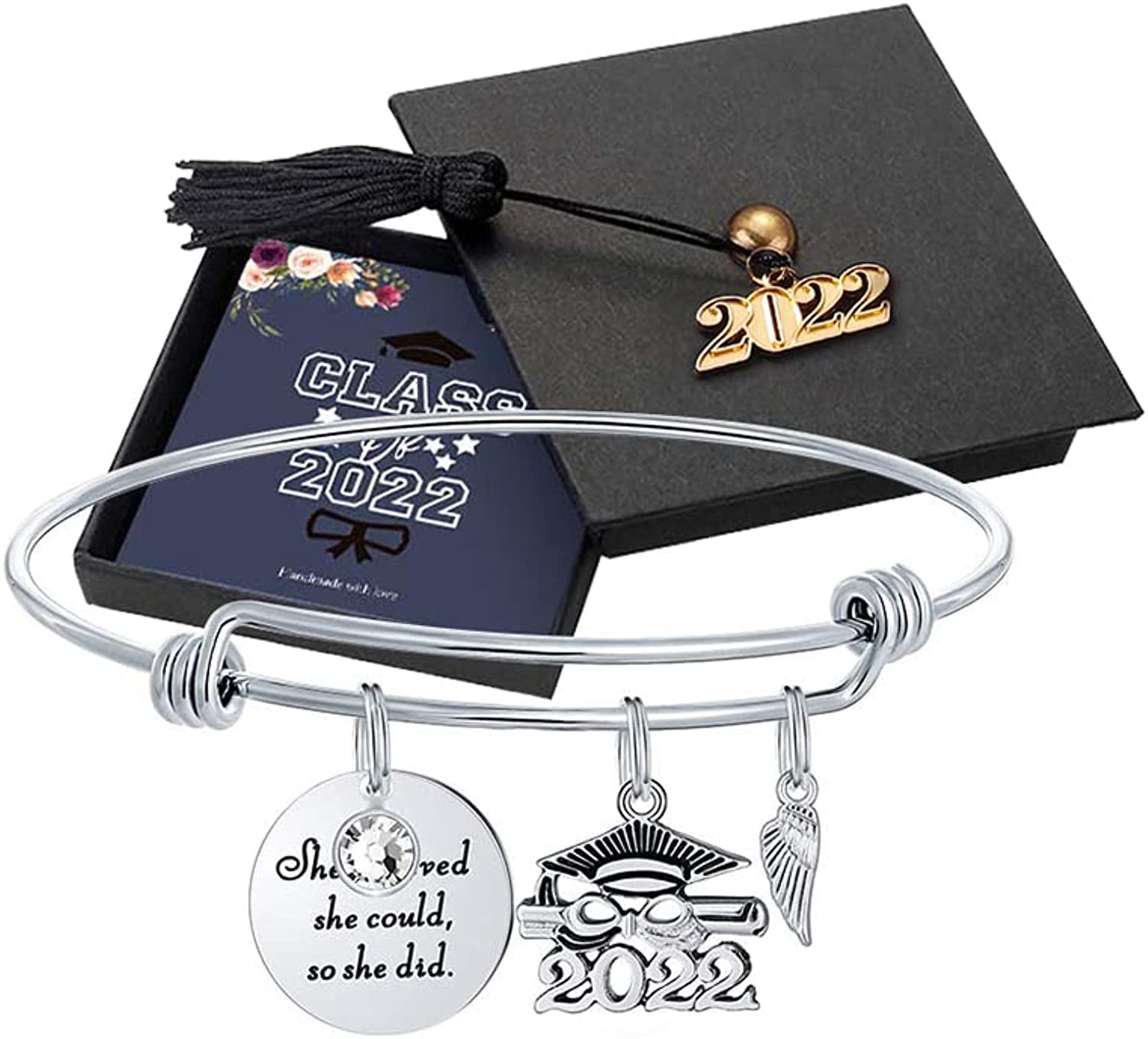 M MOOHAM Graduation Gifts for Her 2022, Senior Class of 2022 High School College Graduation Gifts for Women Girls Friend Daughter, Inspirational Graduation Bracelet Jewelry Apparel & Accessories > Jewelry > Bracelets M MOOHAM G- She Believed She Could so She Did  