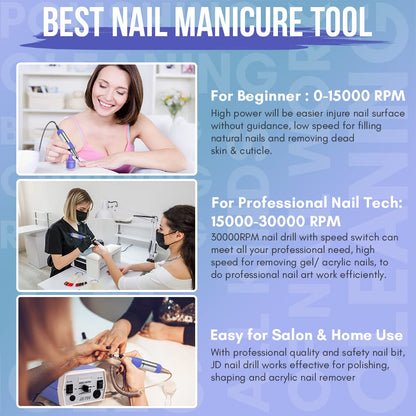 Makartt Nail Drill Electric Nail File JD700 Nail Drills for Acrylic Nails Professional 30000RPM Manicure Tools Nail Stuff Acrylic Nail Drill for Nail Dip Kit Acrylic Powder Poly Nail Gel B-01 Health & Beauty > Personal Care > Cosmetics > Cosmetic Tools > Nail Tools Makartt   
