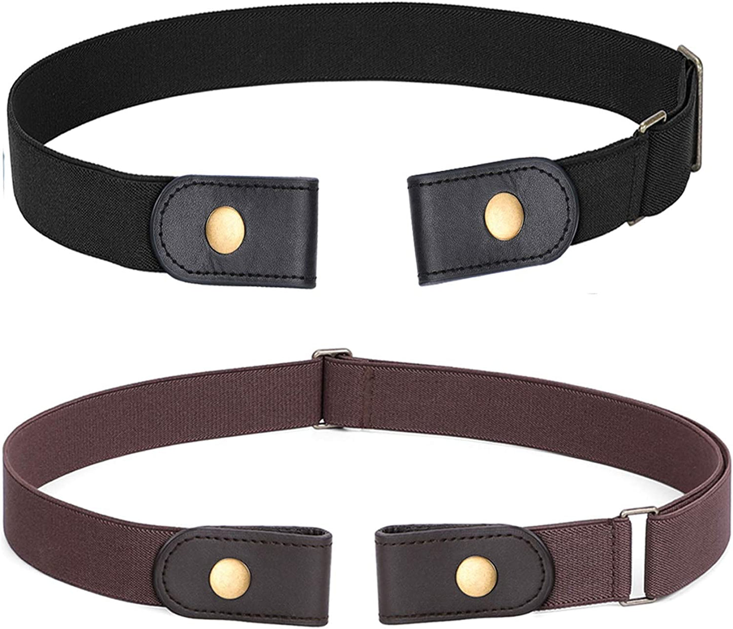 No Buckle Stretch Belt for Women Men Elastic Waist Belt up to 72 Inch for Jeans Pants Apparel & Accessories > Clothing Accessories > Belts WERFORU Y-black+coffee Pants Size 31"-50" 