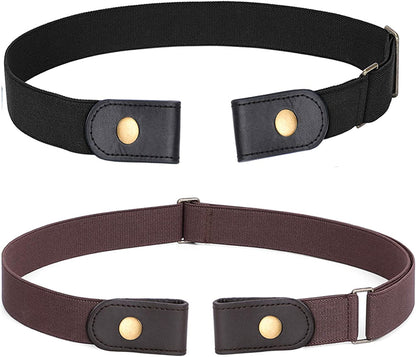 No Buckle Stretch Belt for Women Men Elastic Waist Belt up to 72 Inch for Jeans Pants Apparel & Accessories > Clothing Accessories > Belts WERFORU Y-black+coffee Pants Size 31"-50" 