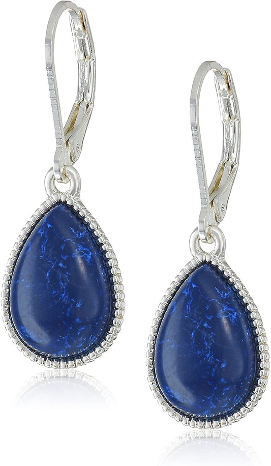 Nine West Silvertone and Denim Tear Drop Earrings Apparel & Accessories > Jewelry > Earrings NINE WEST   
