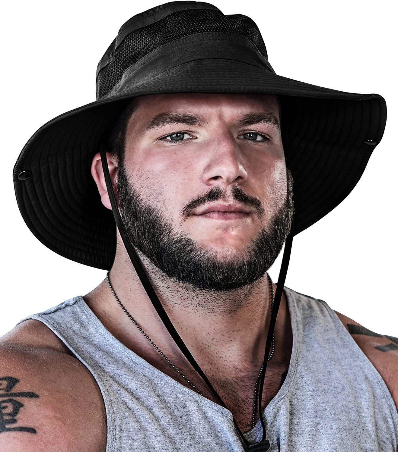 Geartop Wide Brim Sun Hat for Men and Women - Mens Bucket Hats with UV Protection for Hiking - Beach Hats for Women UPF 50+ Apparel & Accessories > Clothing Accessories > Hats GearTOP Black 7-7 1/2 