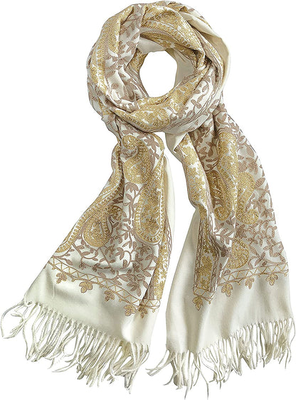 Women'S Embroidered Oversize Tassel Shawl Scarf Wraps for Women Apparel & Accessories > Clothing Accessories > Scarves & Shawls Urban CoCo #3-beige  