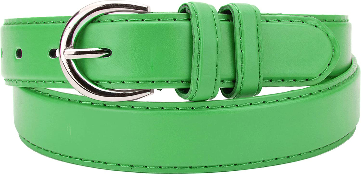 Women'S Casual Solid Colors Faux Leather 1" Belt with Single Prong Buckle Apparel & Accessories > Clothing Accessories > Belts JOTW Neon Green Small 