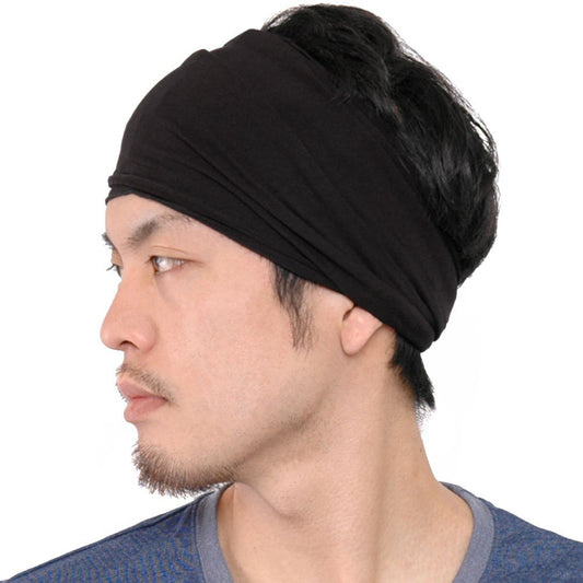 Mens Head Wraps Elastic Bandana - Japanese Headband Workout Women Hair Black Apparel & Accessories > Clothing Accessories > Bandanas & Headties CHARM Black  