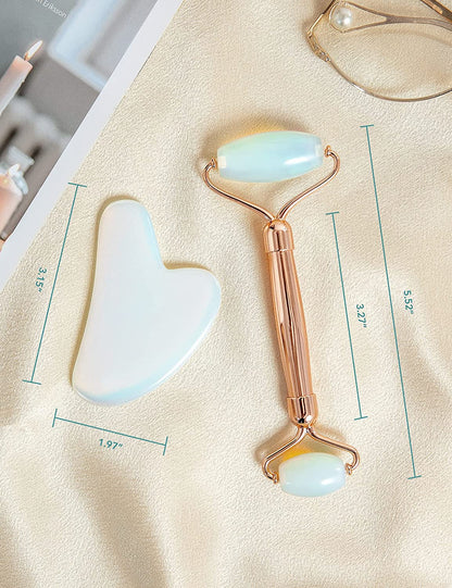 Gua Sha Jade Roller,Rose Quartz Face Roller Skin Care Tools,Beauty Facial Massager,Eye Roller for Puffy Eyes,Self Care Gifts for Women,Hanabee Skincare Sets & Kits (Moonstone) Health & Beauty > Personal Care > Cosmetics > Cosmetic Tools > Skin Care Tools HANABEE   