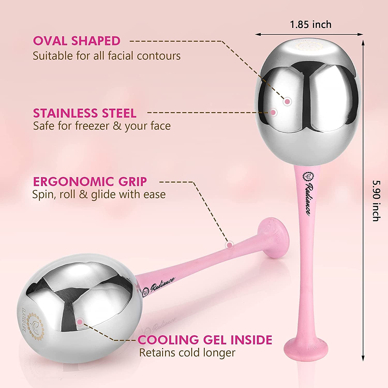 Radiance Ice Globes for Facials Skin Care - Cryo Globes, Non Shatter, Face Cooling Cold Stainless Steel, Cryo Freeze Tool Roller for Depuffing Eyes, Face Massage with a Storage Case & Polish Cloth Health & Beauty > Personal Care > Cosmetics > Cosmetic Tools > Skin Care Tools Elated Life   