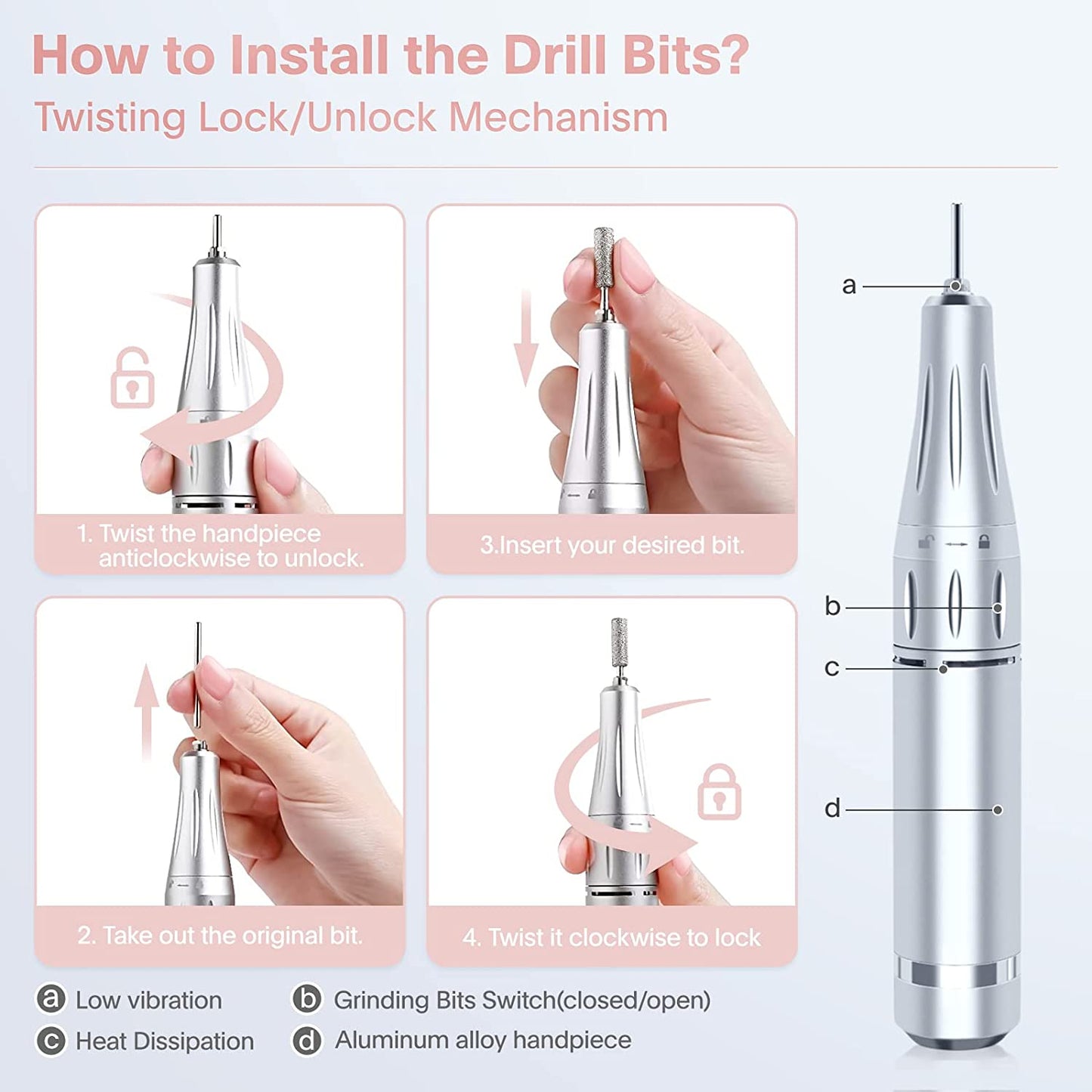 Professional Electric Nail Drill Machine, Portable Rechargeable 35000RPM Nail Drill for Acrylic Gel Nails, Manicure Pedicure Polishing Shape Tools for Home and Salon Use Health & Beauty > Personal Care > Cosmetics > Cosmetic Tools > Nail Tools Caattiilaa   